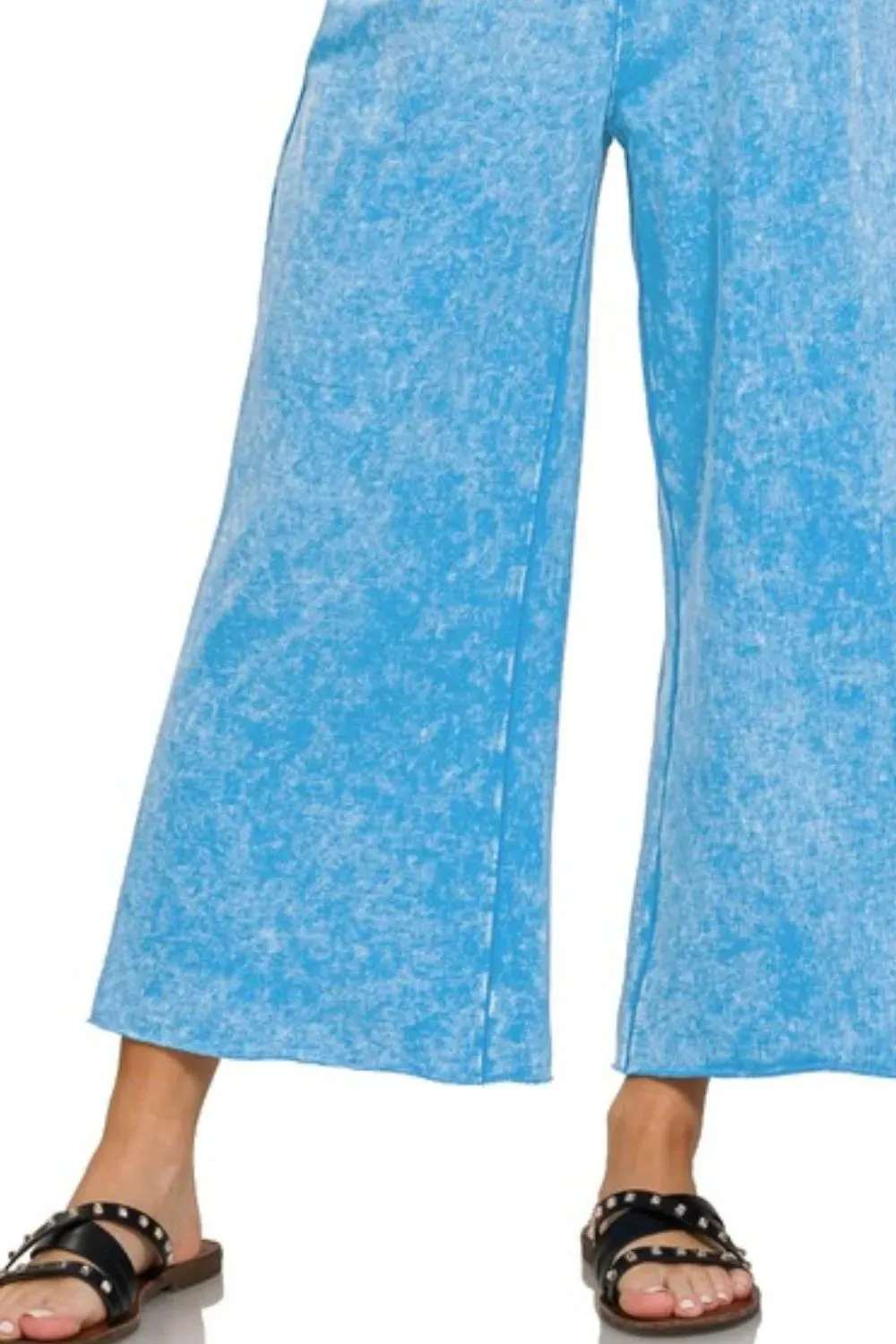 Zenana Washed French Terry Palazzo With Pockets sold by Charming Charlie product image thumbnail 3