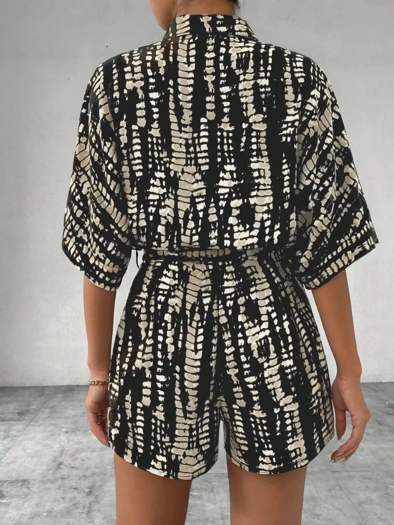 Tie Dye Print Collar Neck Short Sleeve Romper sold by Charming Charlie product image thumbnail 4