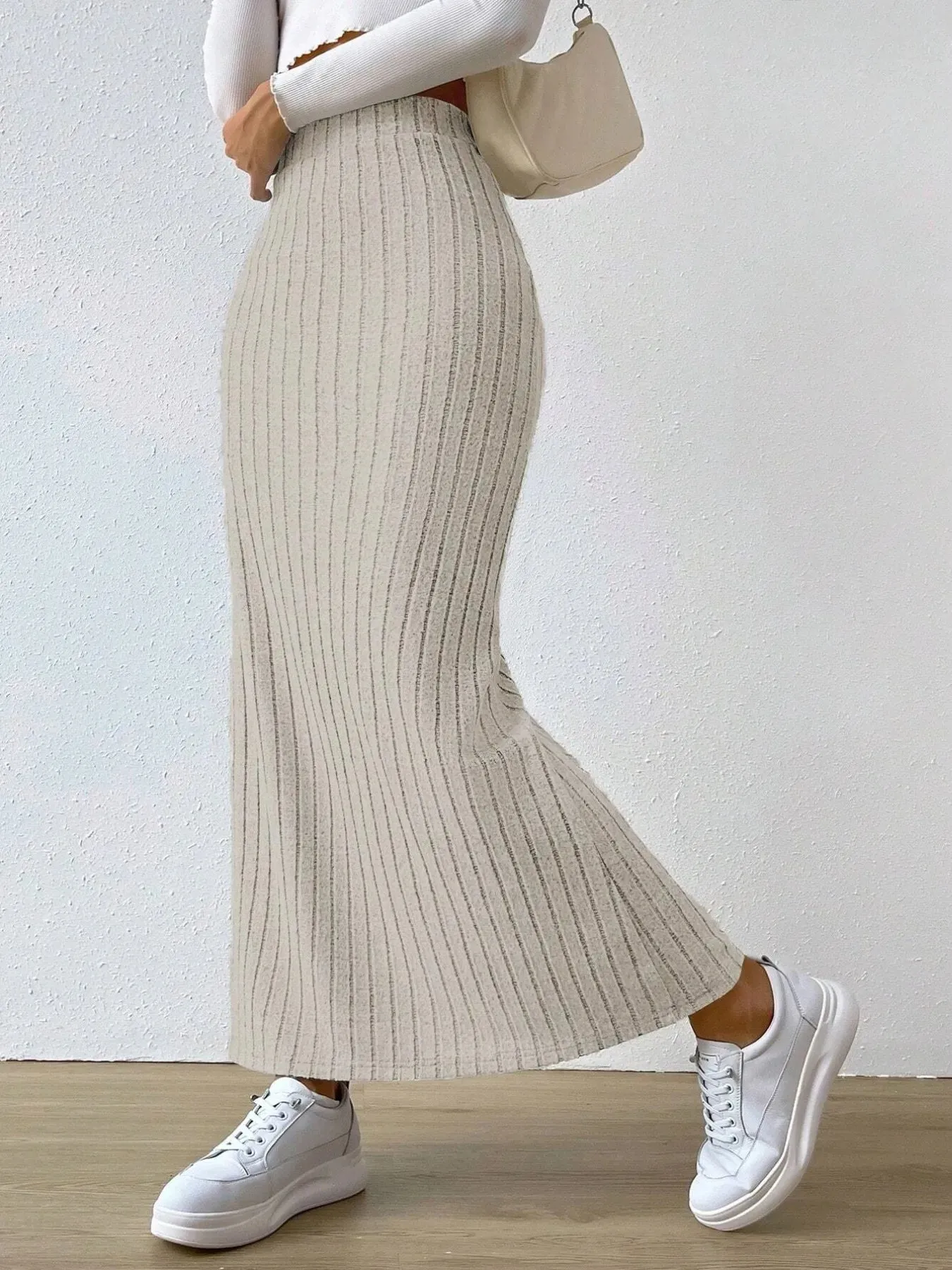 High Waist Ribbed Knit Maxi Skirt sold by Charming Charlie product image thumbnail 5