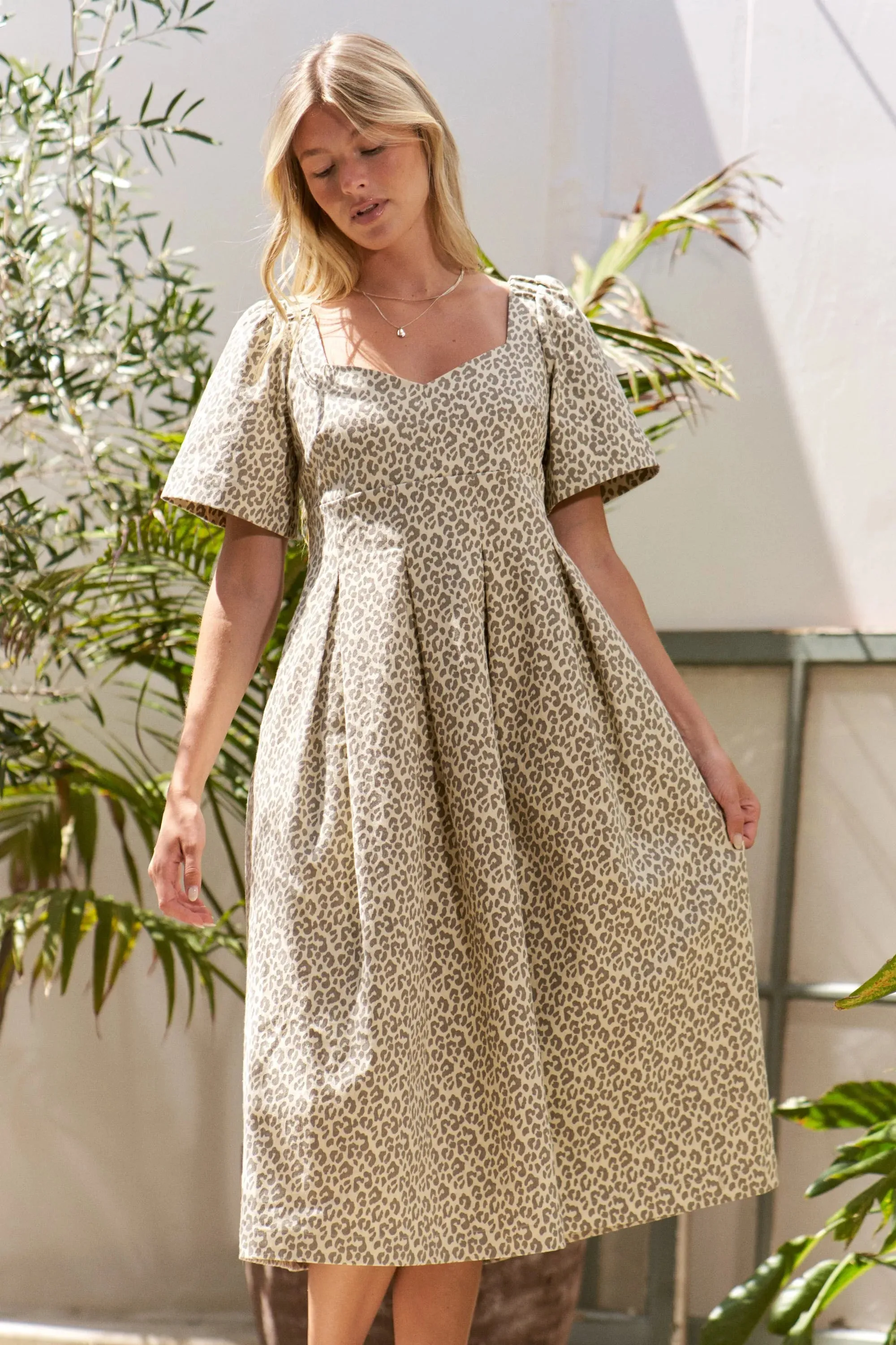 Jade By Jane Leopard Print Bell Sleeve Midi Dress sold by Charming Charlie product image thumbnail 4