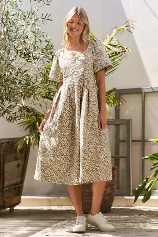 Jade By Jane Leopard Print Bell Sleeve Midi Dress sold by Charming Charlie