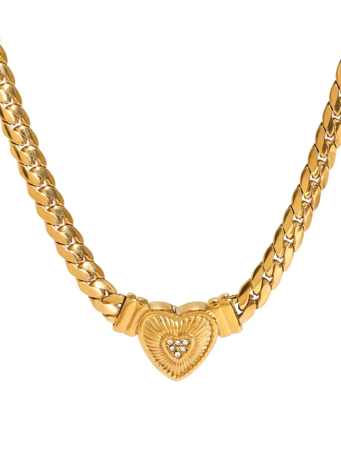 18K Gold-Plated Inlaid Zircon Heart Chain Necklace sold by Charming Charlie product image thumbnail 2