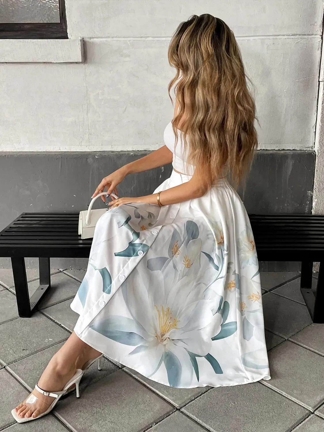 Floral Print Midi Skirt sold by Charming Charlie product image thumbnail 5