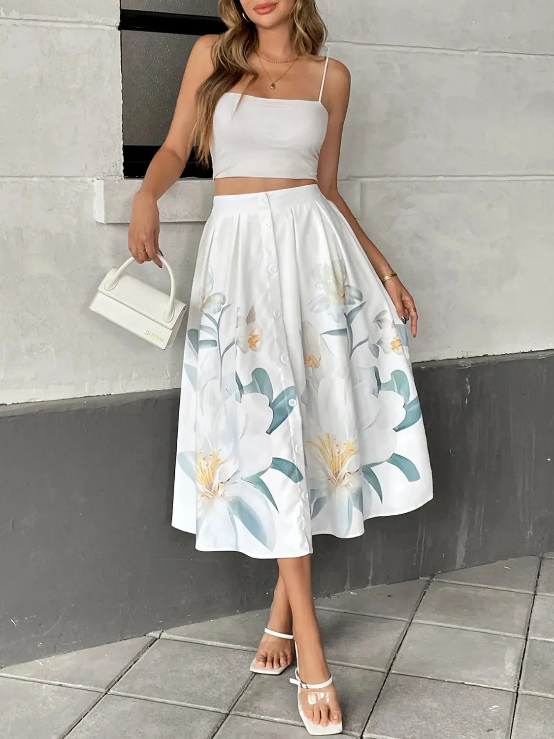 Floral Print Midi Skirt sold by Charming Charlie product image thumbnail 3