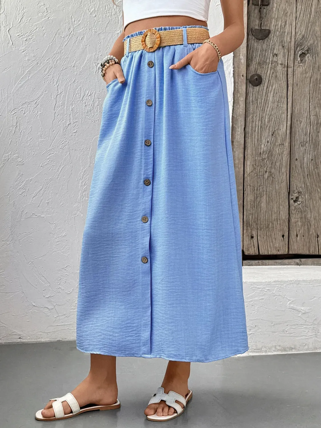 Decor Button Front Midi Skirt sold by Charming Charlie product image thumbnail 2