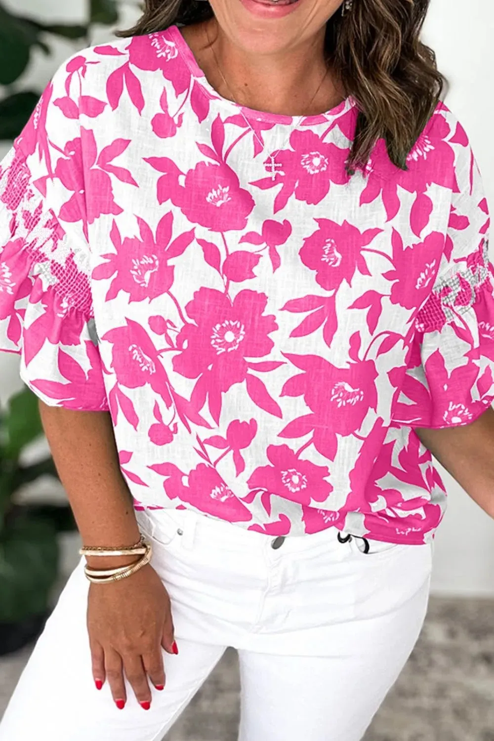 Floral Print Short Sleeve Casual Blouse sold by Charming Charlie product image thumbnail 3