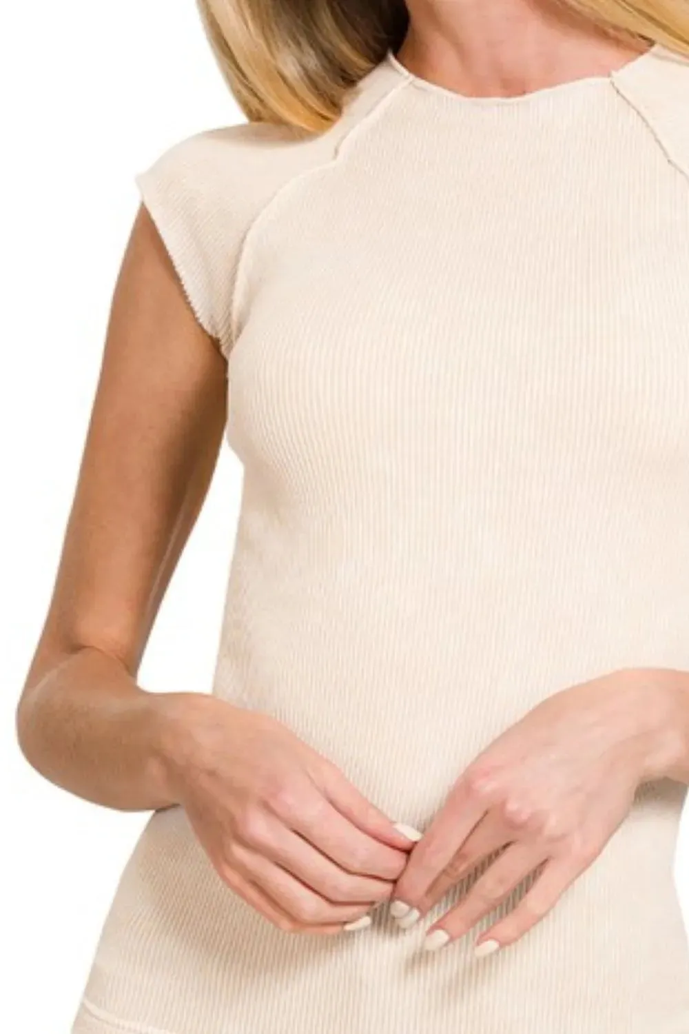 Zenana Stone Washed Ribbed Seamless Top sold by Charming Charlie product image thumbnail 3