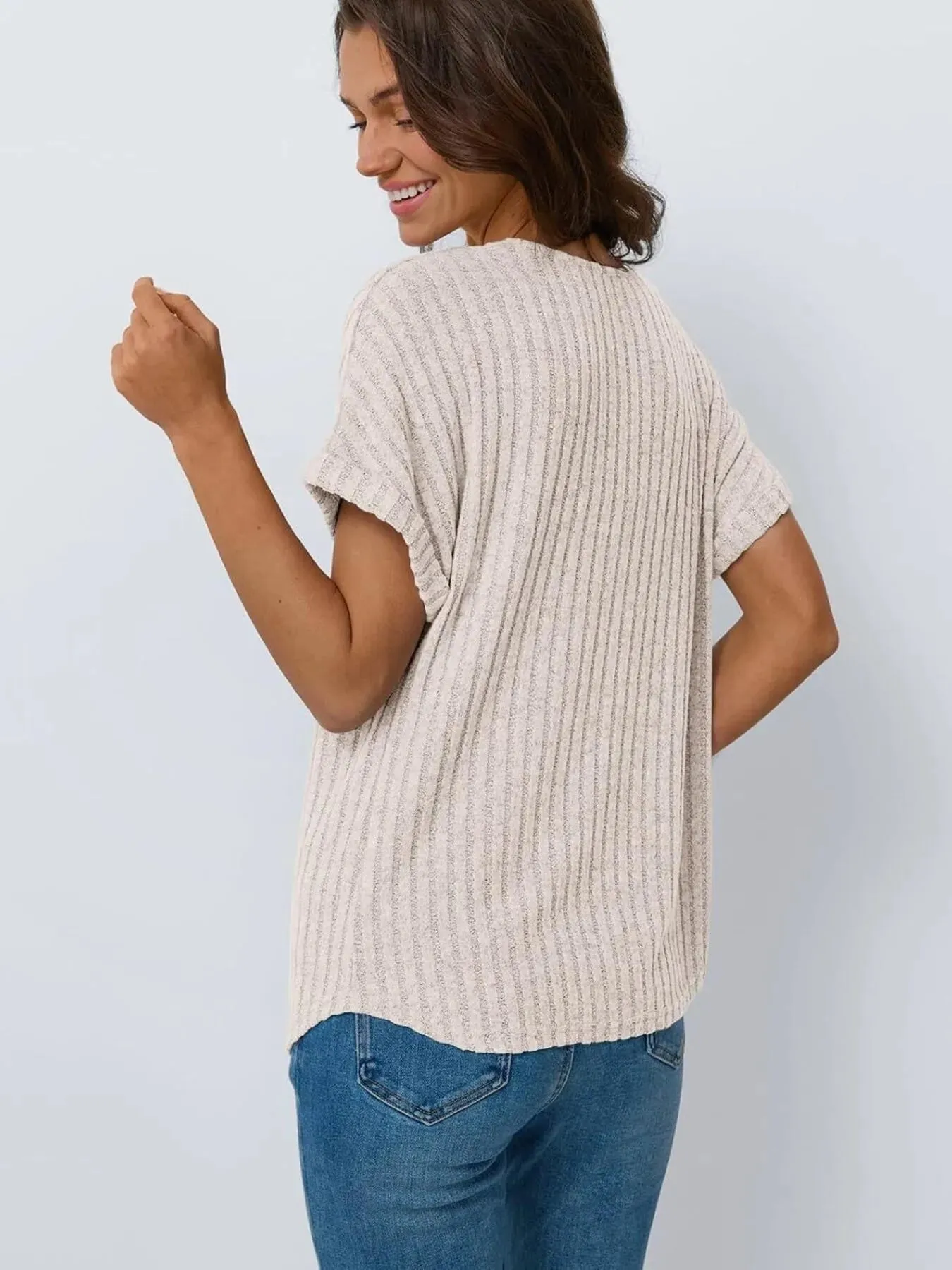 Casual Ribbed Knit Short Sleeve T-Shirt sold by Charming Charlie product image thumbnail 2