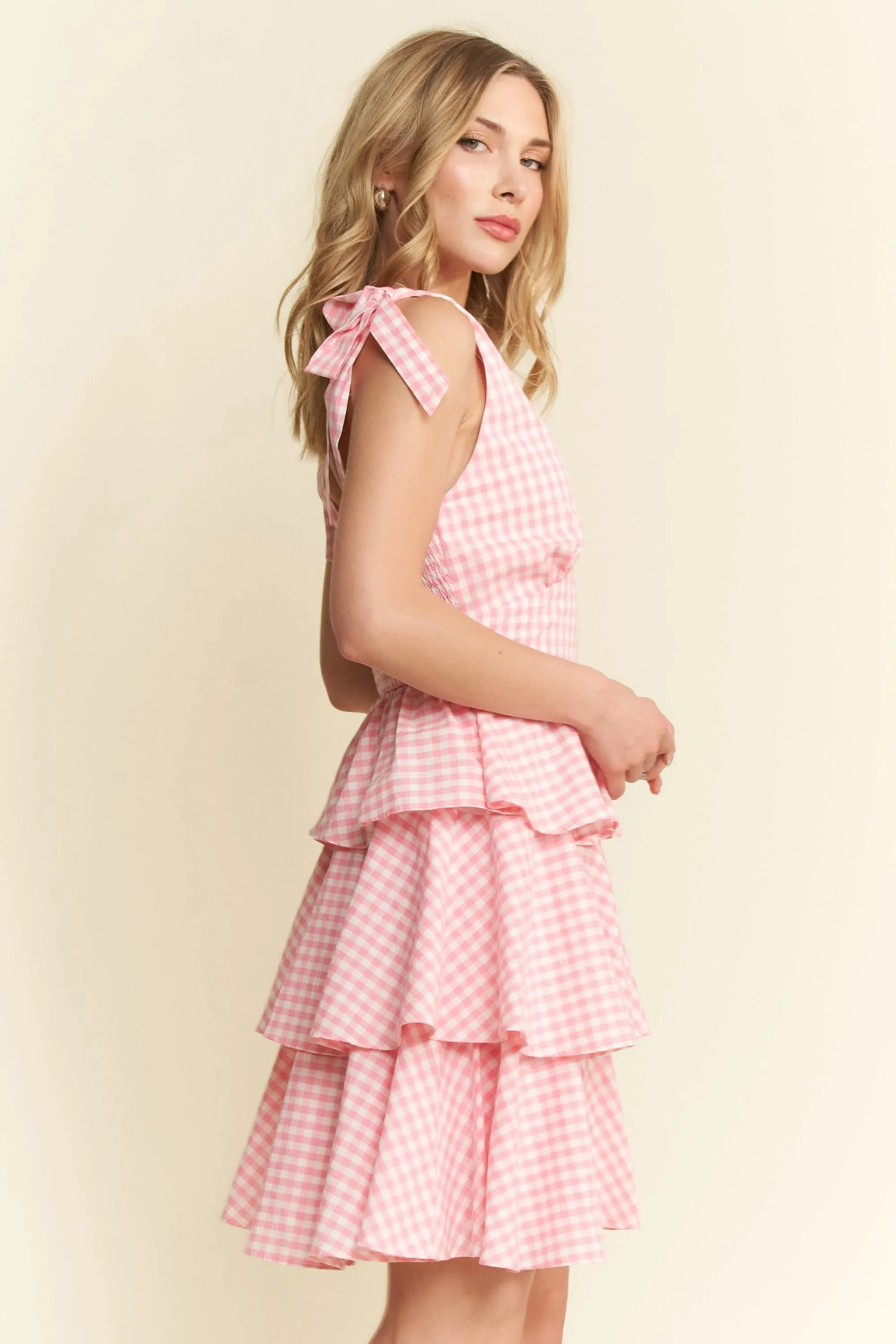 Jade By Jane Gingham Tiered Mini Dress sold by Charming Charlie product image thumbnail 3