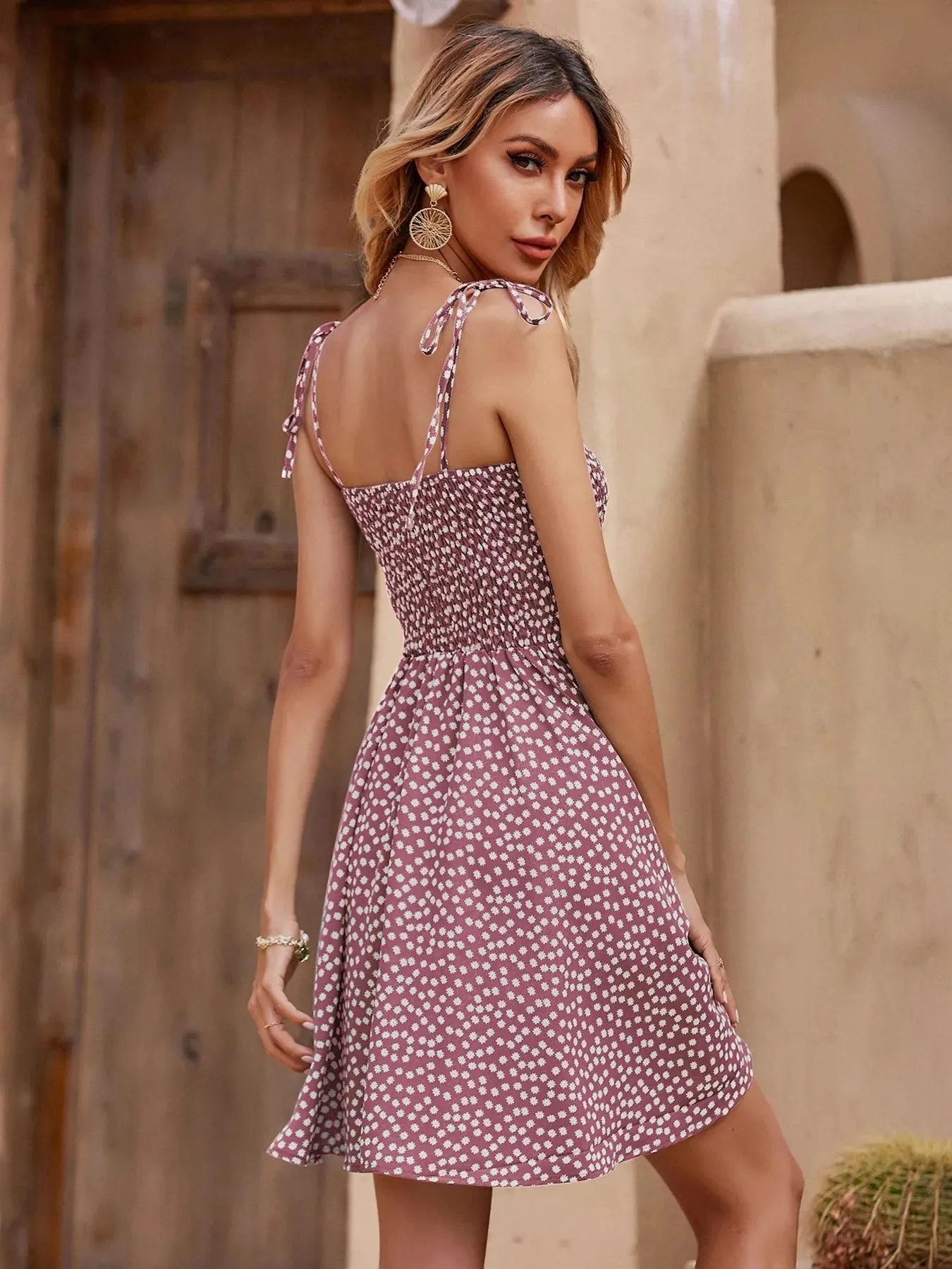 Floral Print Smocked Cami Summer Dress sold by Charming Charlie product image thumbnail 2