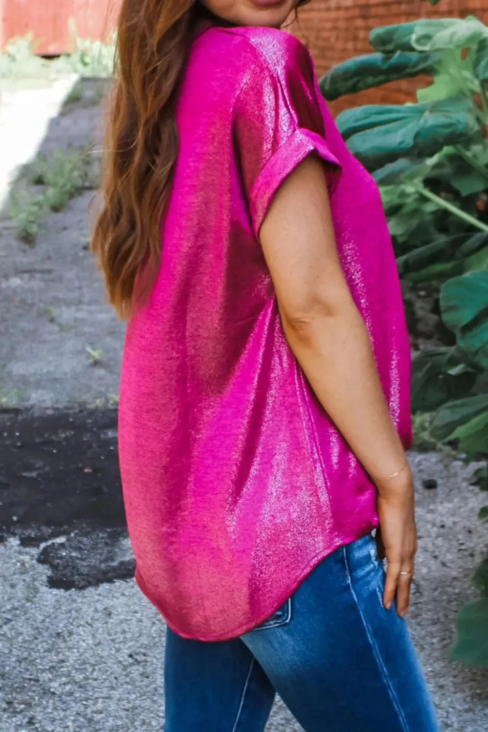 Round Neck Short Sleeve Casual Blouse sold by Charming Charlie product image thumbnail 2