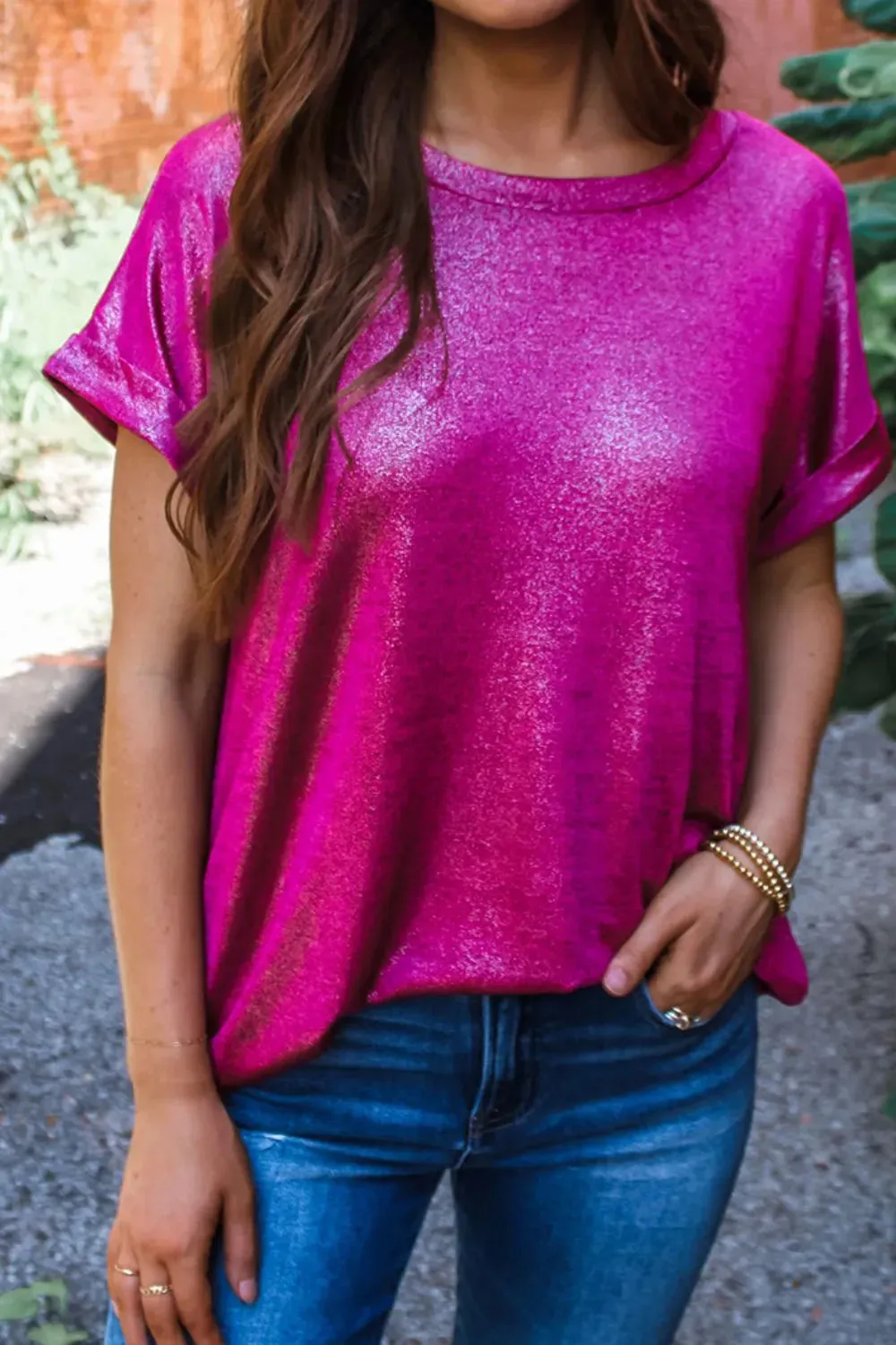 Round Neck Short Sleeve Casual Blouse sold by Charming Charlie product image thumbnail 4