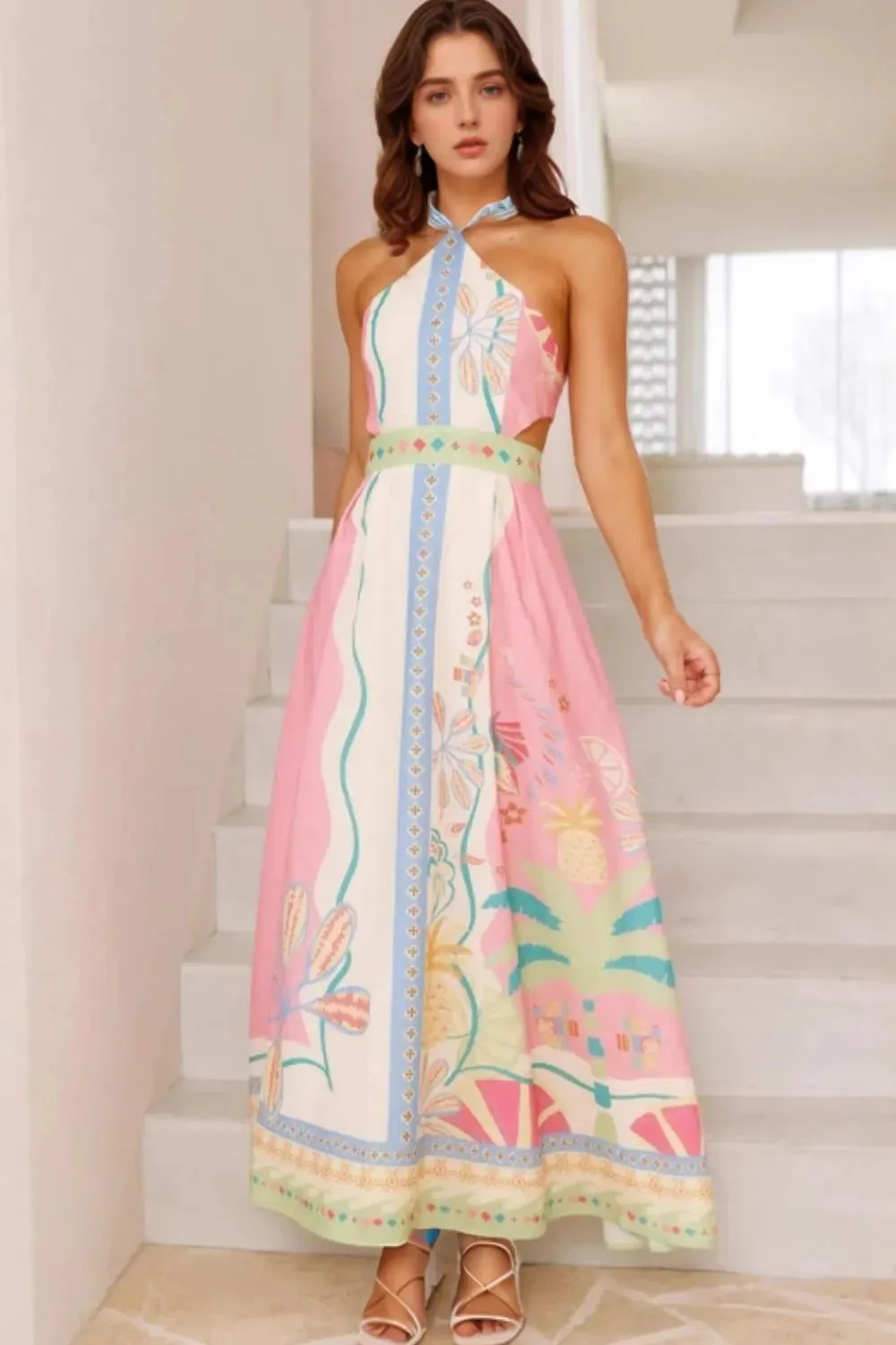 Printed Halter Neck Maxi Dress sold by Charming Charlie