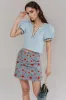Contrast Leopard Trim Split Neck Puff Sleeve Blouse sold by Charming Charlie