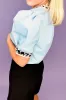 Contrast Leopard Trim Split Neck Puff Sleeve Blouse sold by Charming Charlie