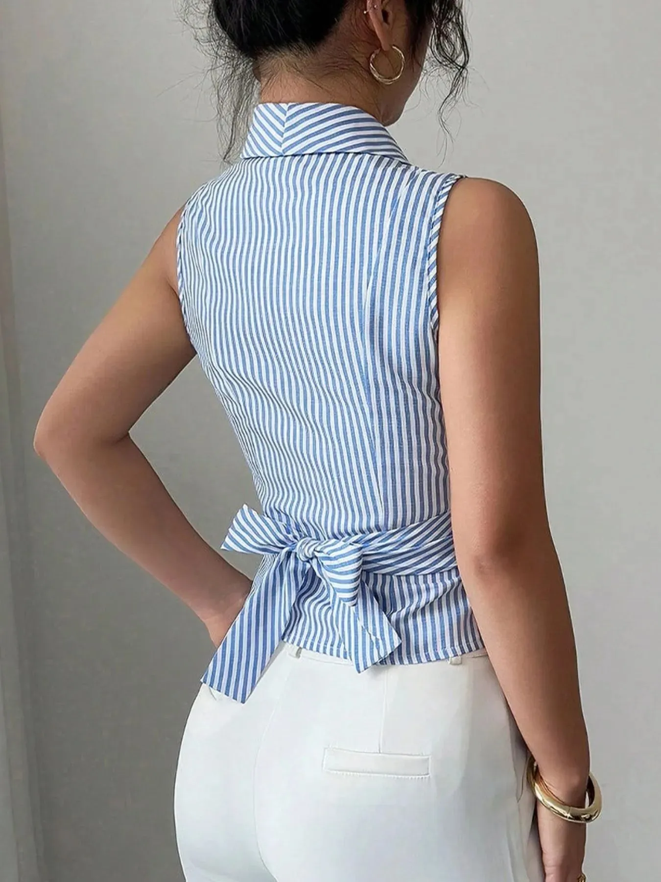 Striped Sleeveless Wrap Blouse sold by Charming Charlie product image thumbnail 2