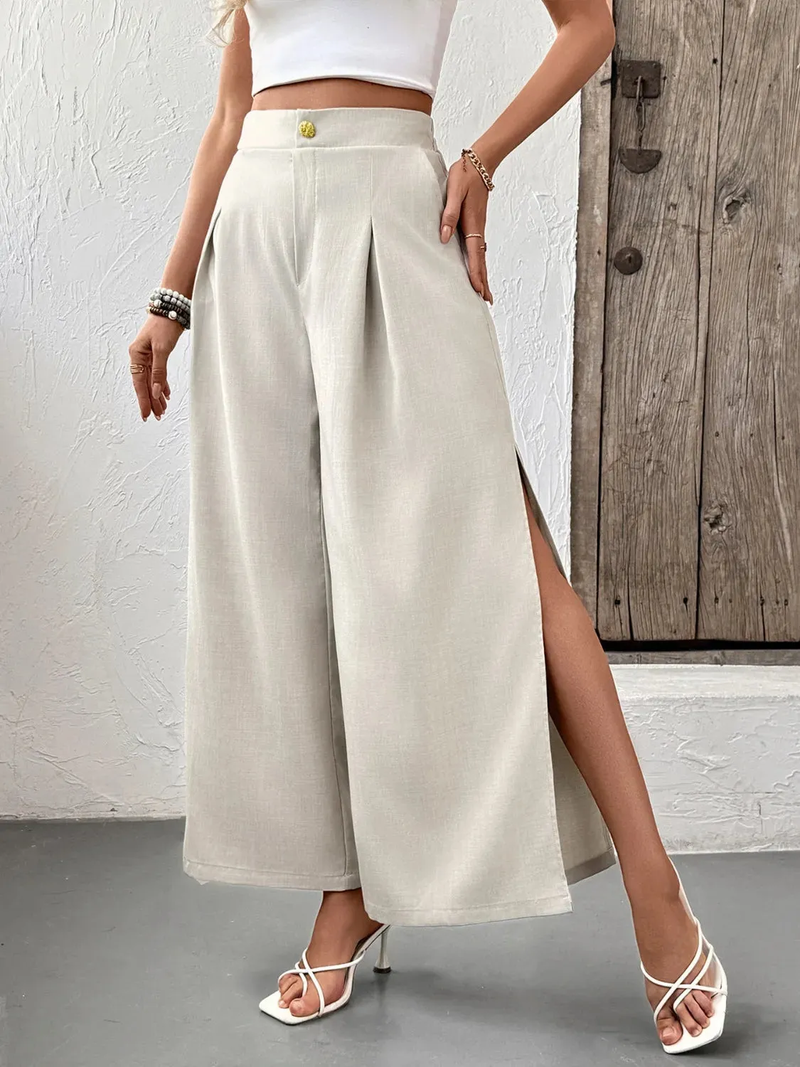 Slit Wide Leg Pleated Pants sold by Charming Charlie product image thumbnail 2