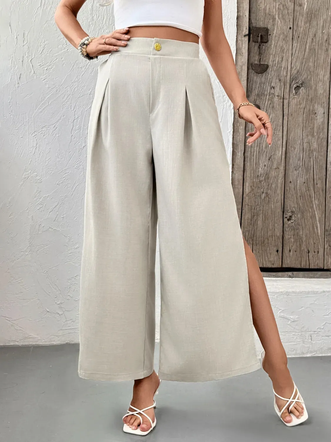 Slit Wide Leg Pleated Pants sold by Charming Charlie product image thumbnail 3