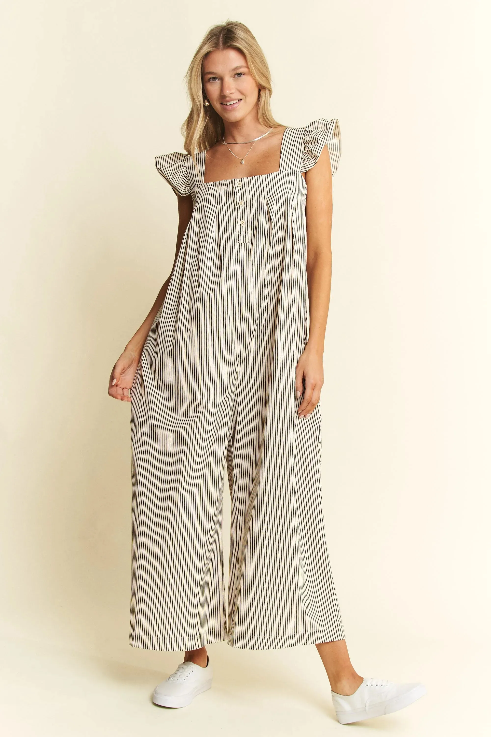 Jade By Jane Stripe Sleeveless Ruffle Jumpsuit sold by Charming Charlie product image thumbnail 3