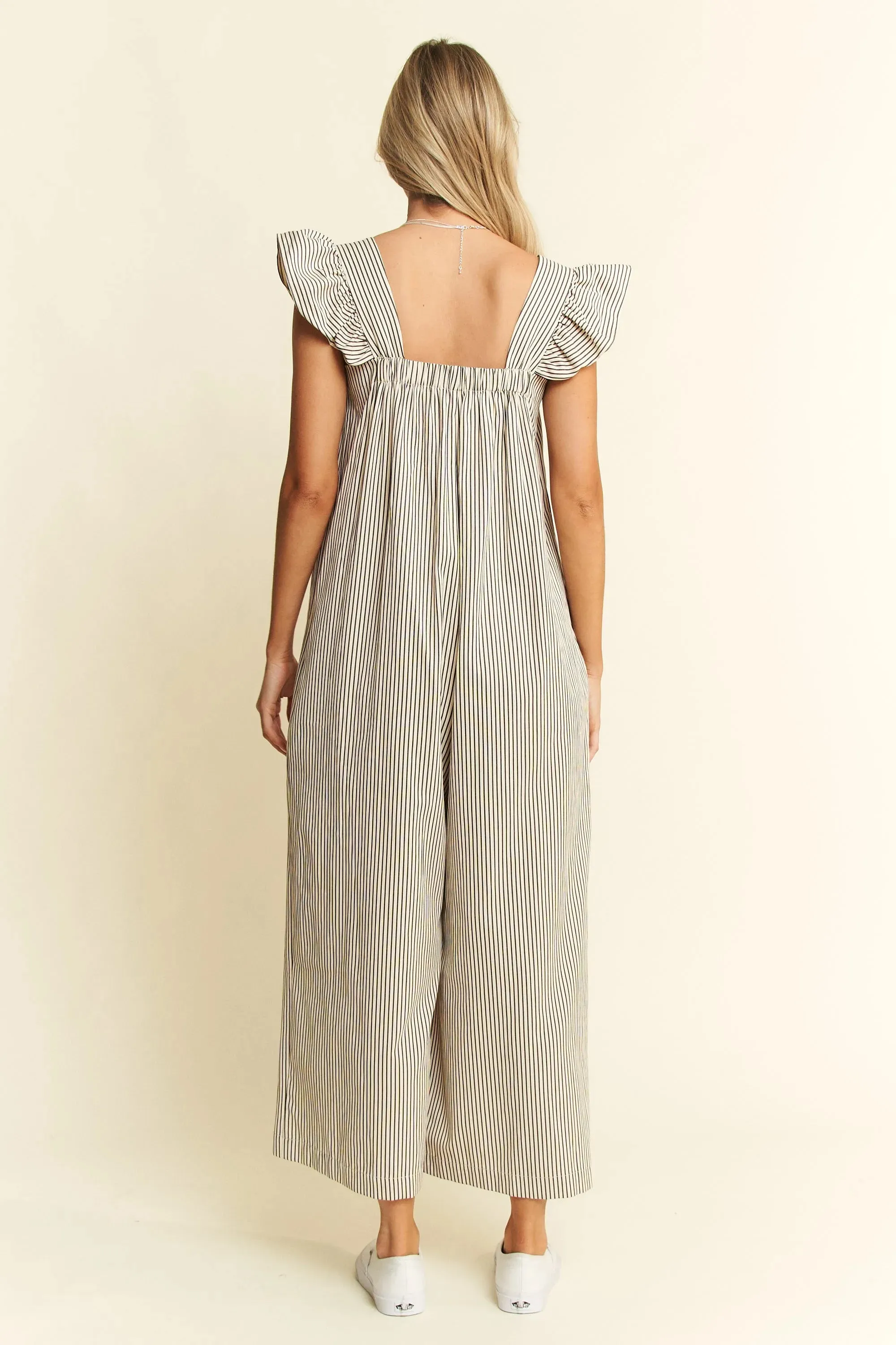 Jade By Jane Stripe Sleeveless Ruffle Jumpsuit sold by Charming Charlie product image thumbnail 5
