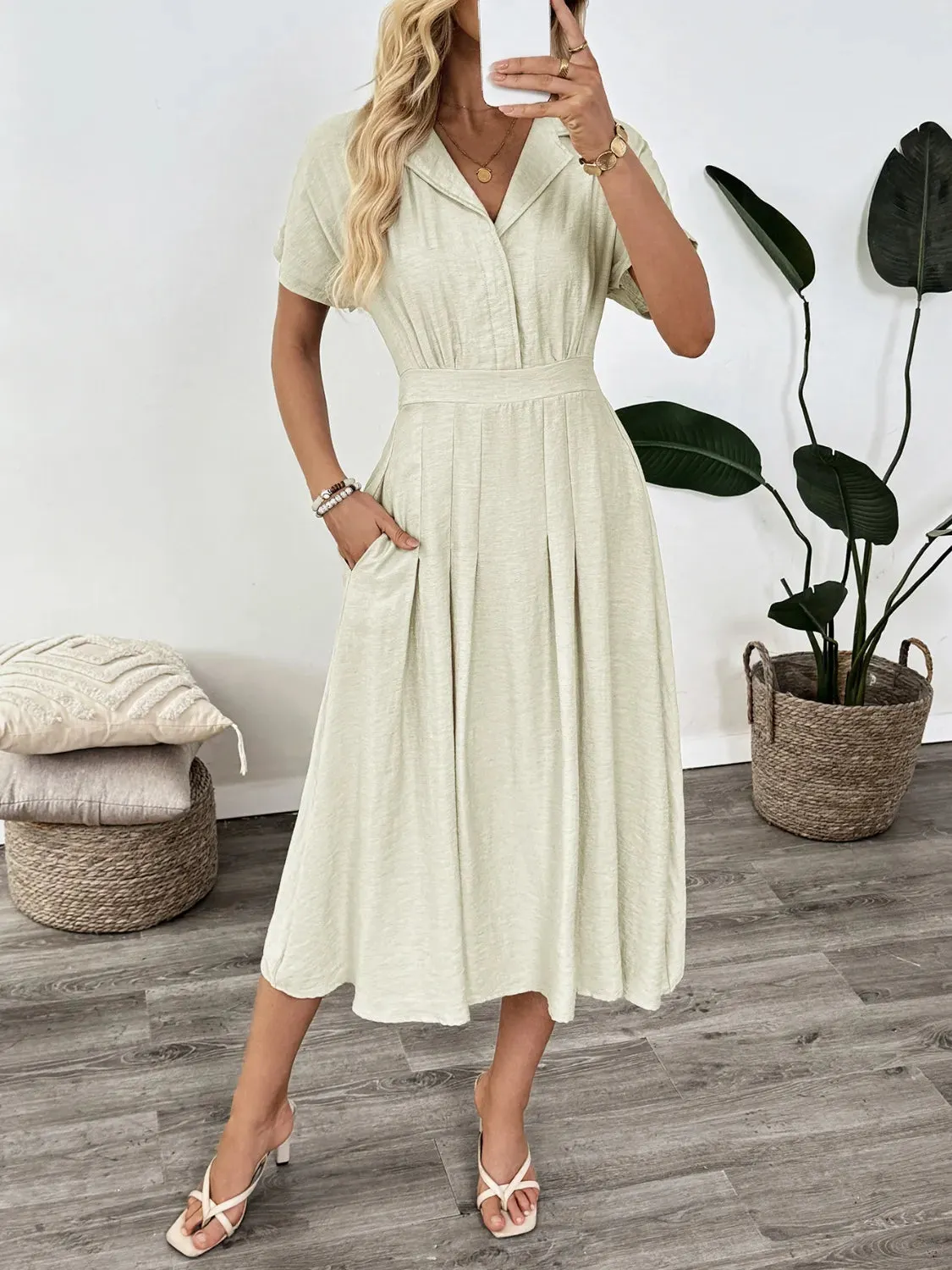 Short Sleeve Midi Dress with Pockets sold by Charming Charlie product image thumbnail 3