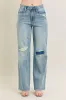 Judy Blue Full Size Hw Destroy & Knee Patch Straight Jeans Plus Size sold by Charming Charlie