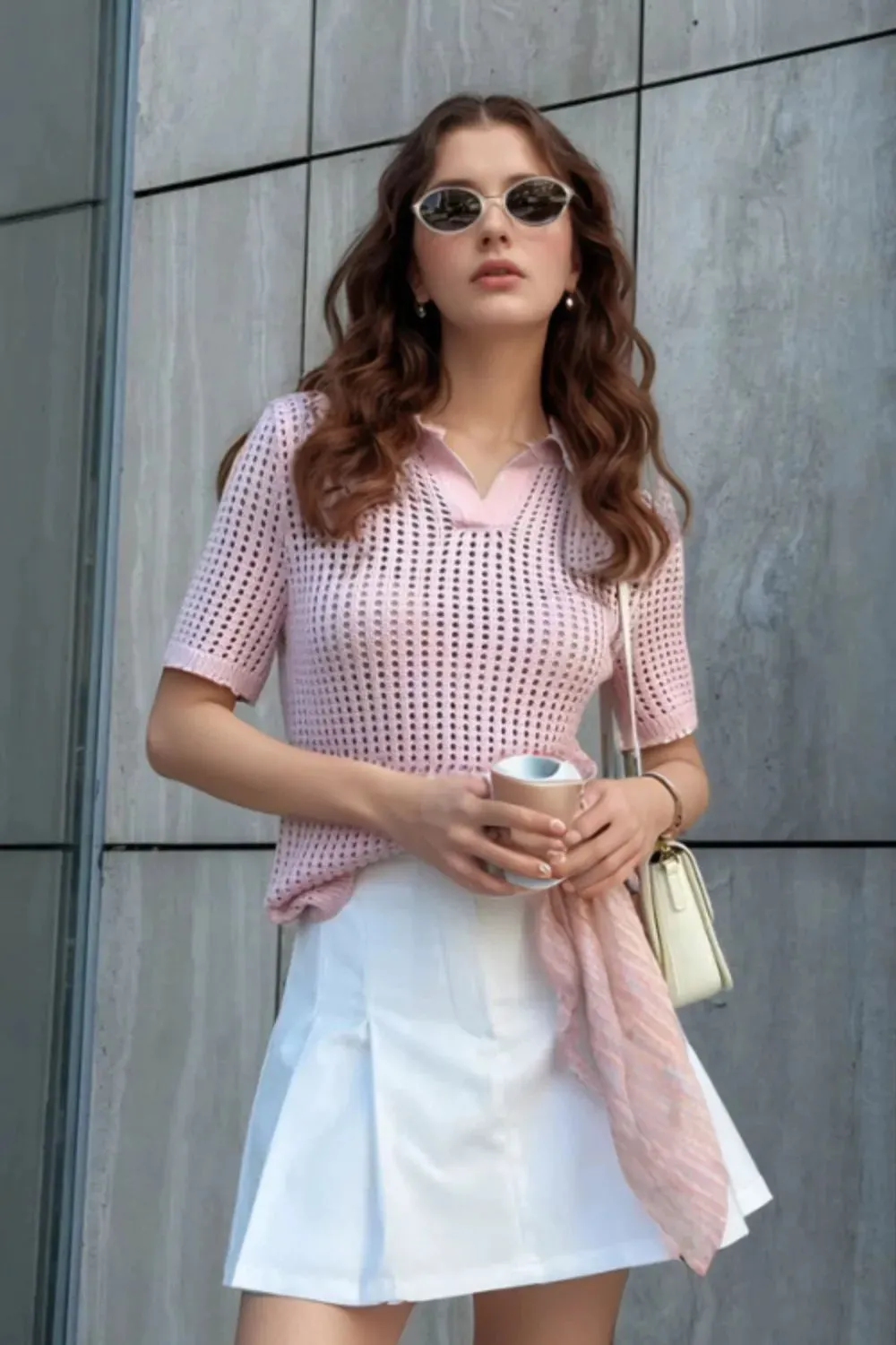 Hollow Out Short Sleeve Knit Cover Up Top sold by Charming Charlie