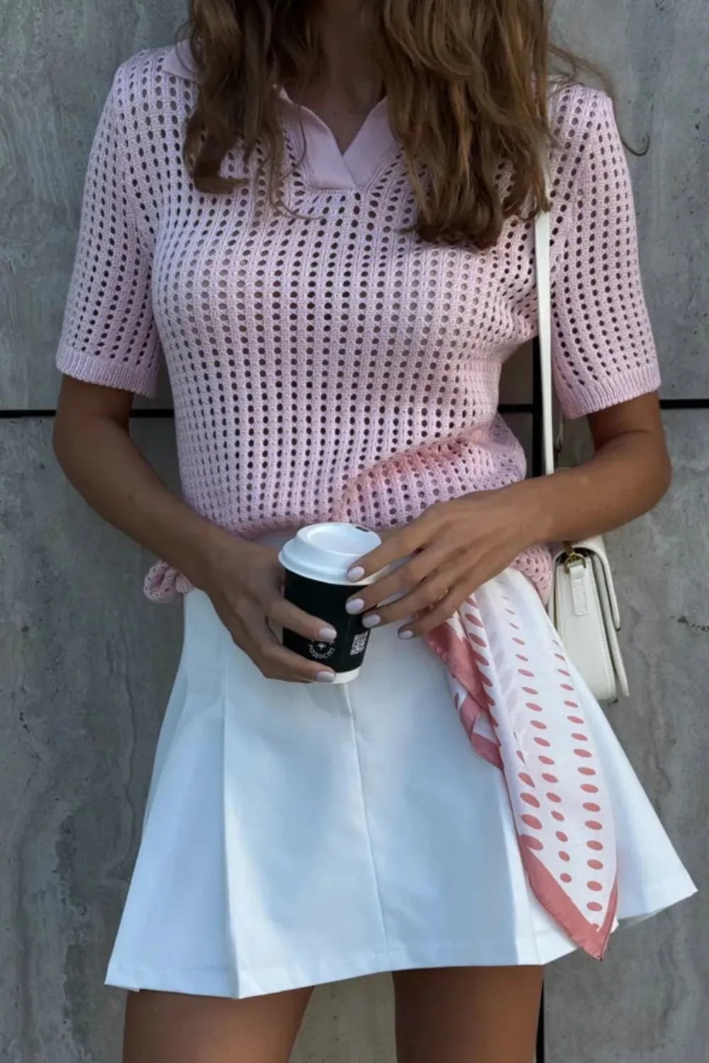 Hollow Out Short Sleeve Knit Cover Up Top sold by Charming Charlie product image thumbnail 3