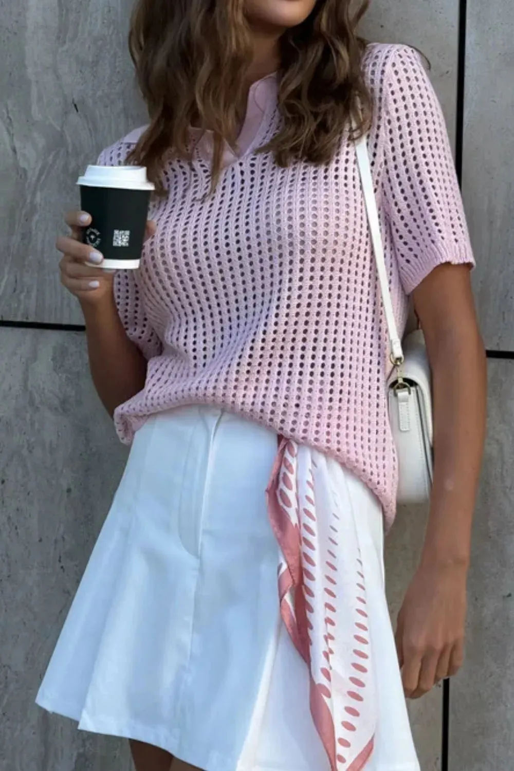 Hollow Out Short Sleeve Knit Cover Up Top sold by Charming Charlie product image thumbnail 4