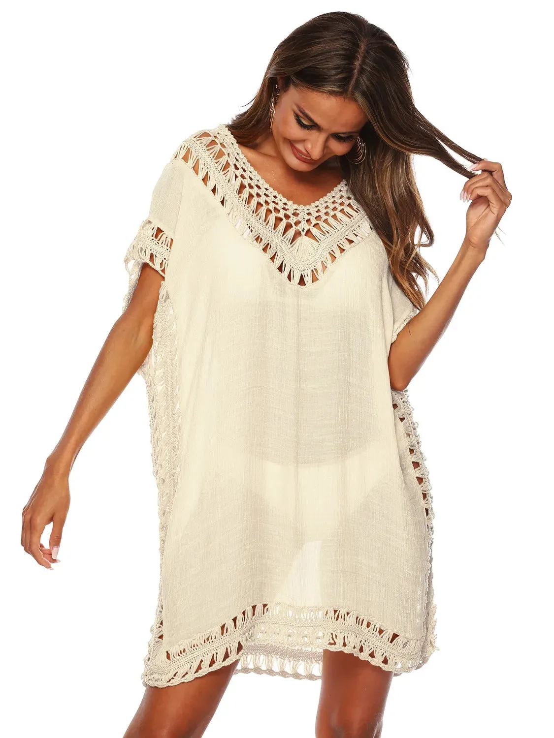 Bohemian Crochet Trim Beach Cover Up Dress sold by Charming Charlie product image thumbnail 2
