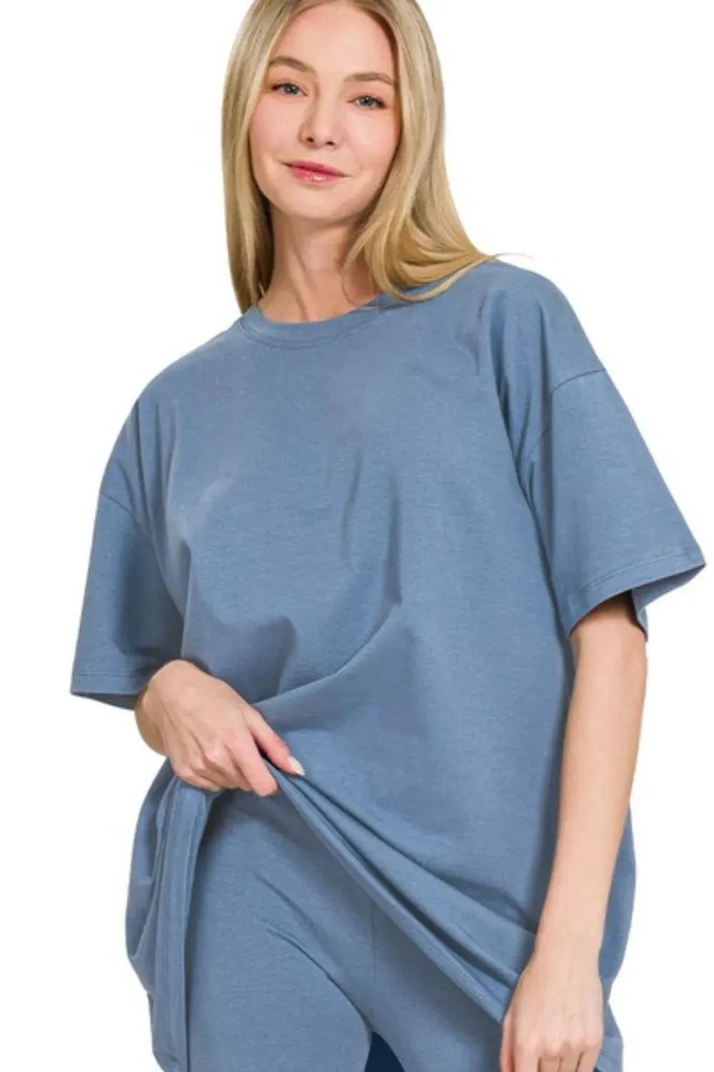 Zenana Cotton Round Neck Top & Biker Shorts sold by Charming Charlie product image thumbnail 2