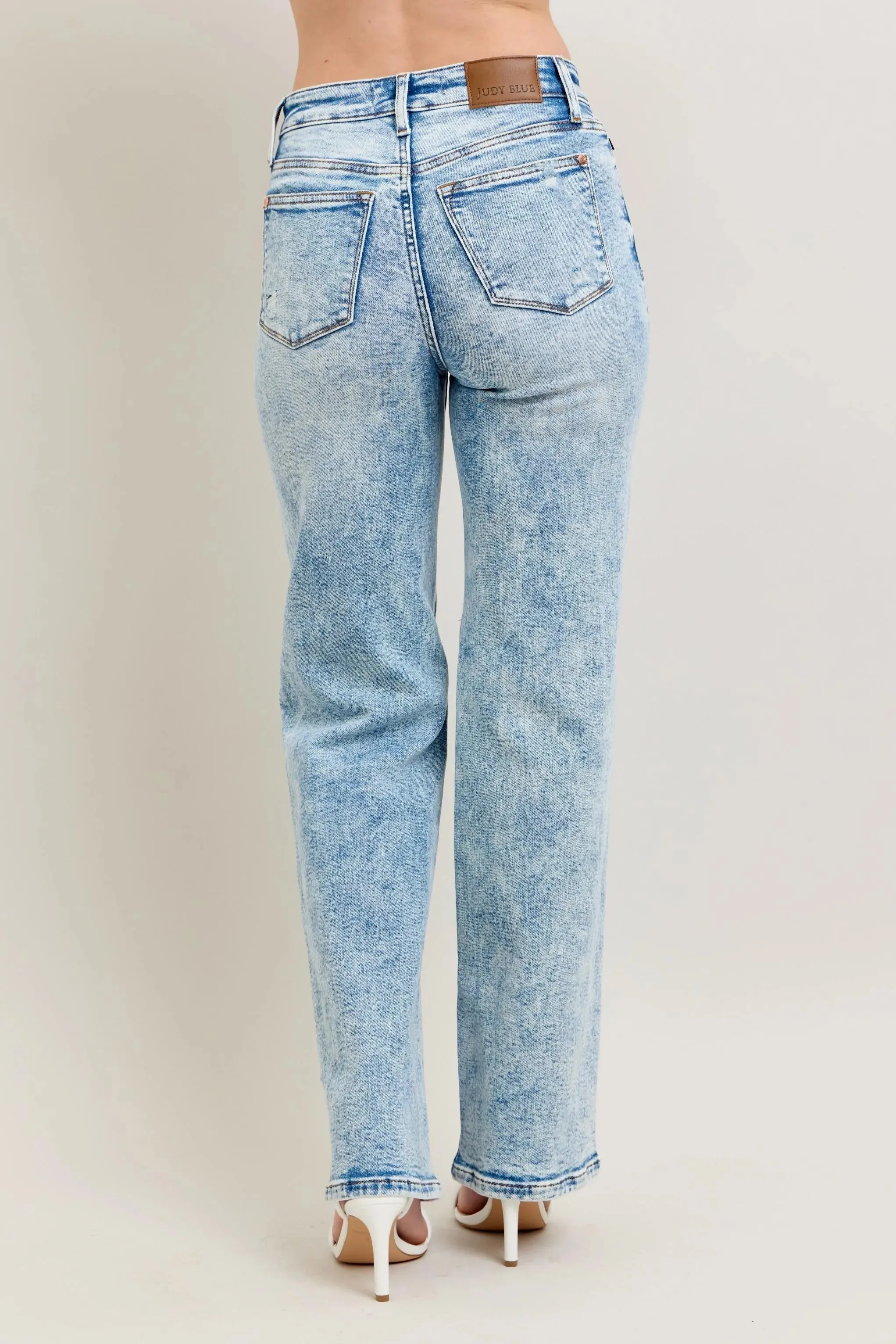 Judy Blue Full Size Hw Mineral Wash Destroy 90's Straight Jeans Plus Size sold by Charming Charlie product image thumbnail 5