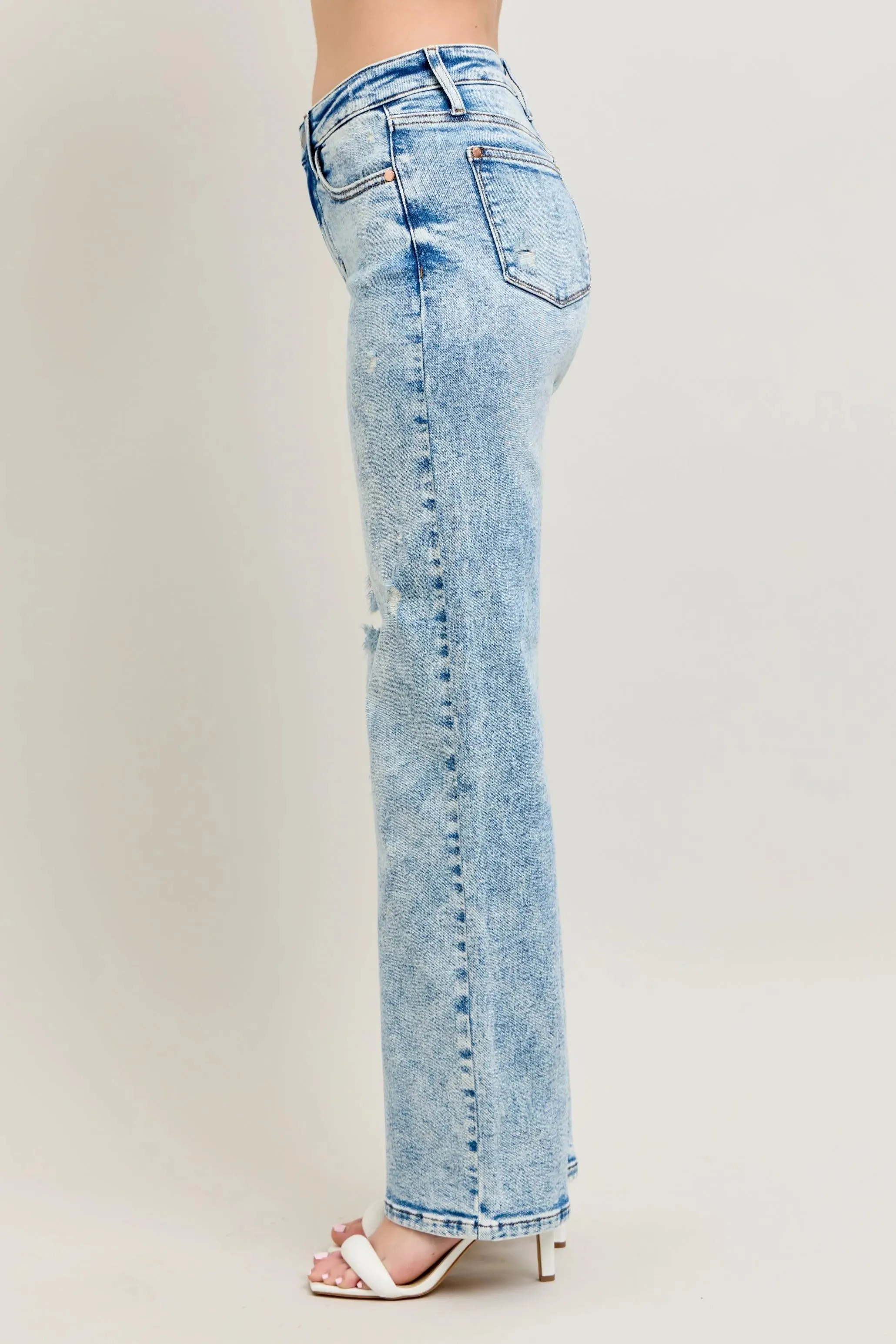 Judy Blue Full Size Hw Mineral Wash Destroy 90's Straight Jeans Plus Size sold by Charming Charlie product image thumbnail 4