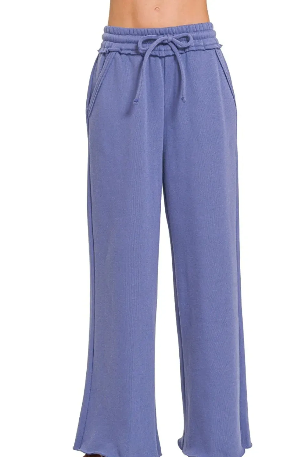 Zenana Fleece Exposed Seam Wide Leg Sweatpants sold by Charming Charlie