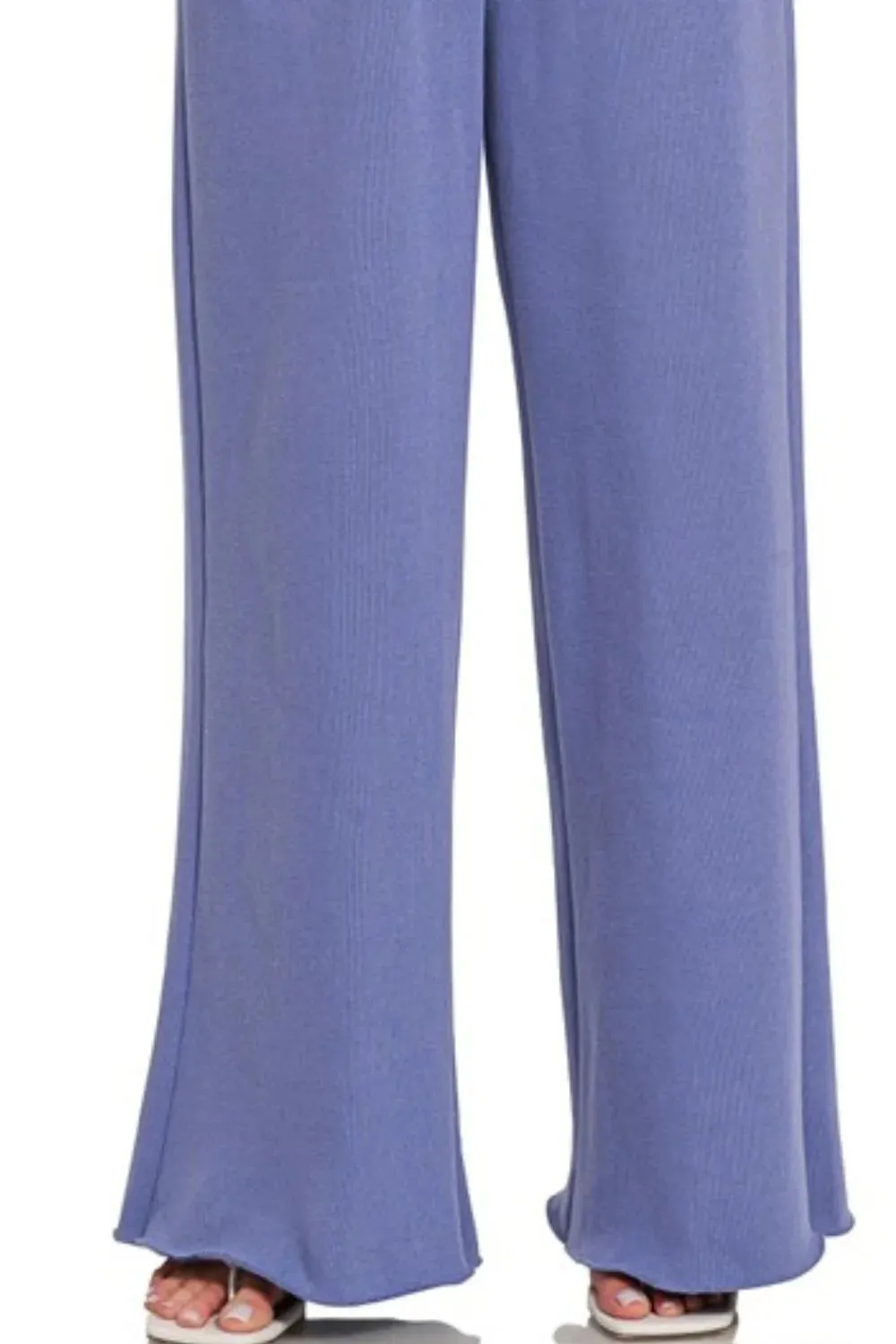 Zenana Fleece Exposed Seam Wide Leg Sweatpants sold by Charming Charlie product image thumbnail 2