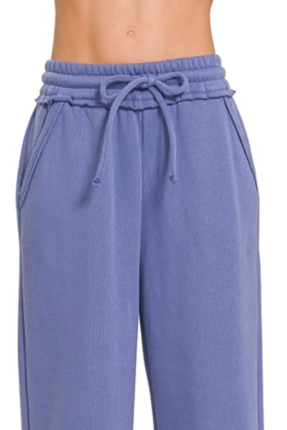 Zenana Fleece Exposed Seam Wide Leg Sweatpants sold by Charming Charlie product image thumbnail 3
