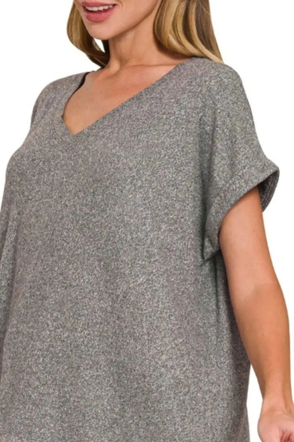 Zenana Soft Melange Hacci V-neck Tee sold by Charming Charlie product image thumbnail 2