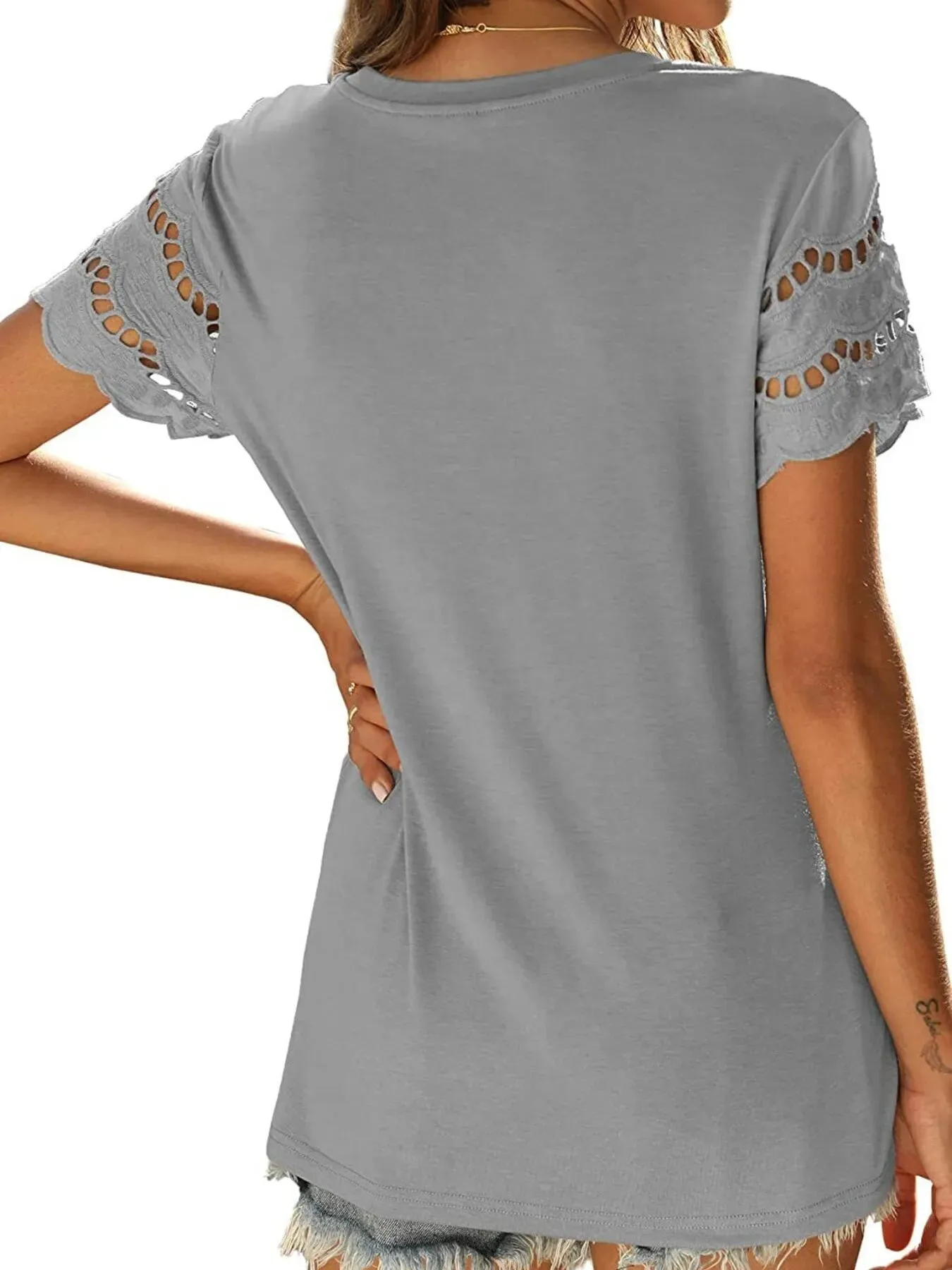 Round Neck Short Sleeve Casual T-Shirt sold by Charming Charlie product image thumbnail 4