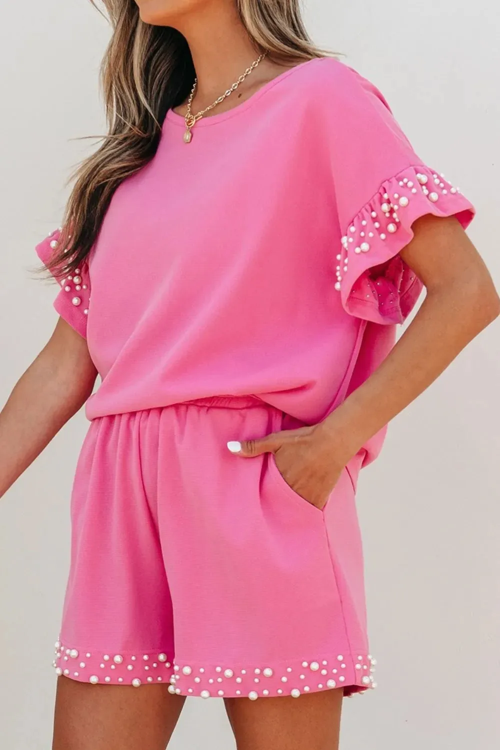 Pearl Embellished Top and Shorts Set sold by Charming Charlie product image thumbnail 4