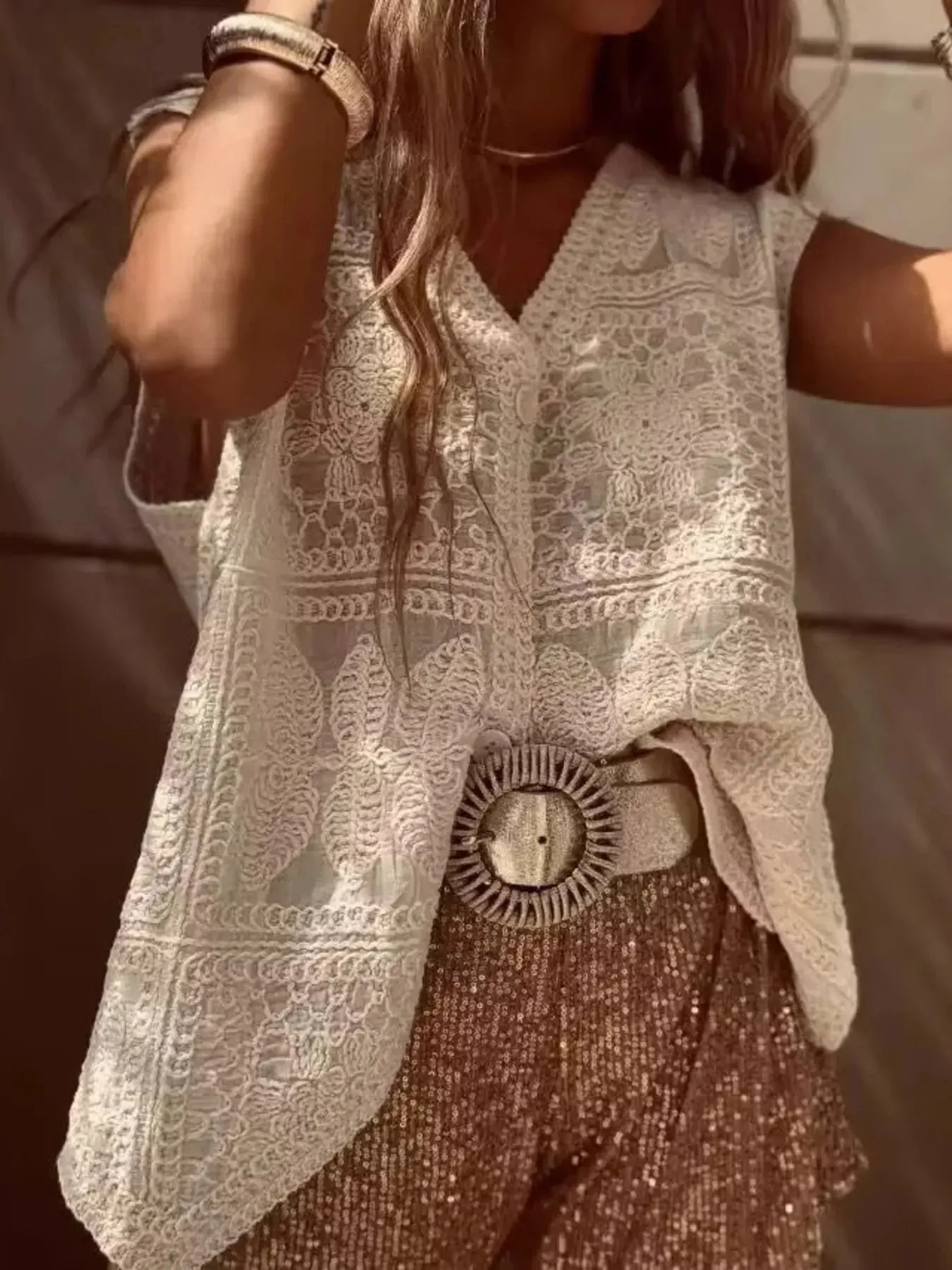 Crochet Lace V-Neck Vest sold by Charming Charlie product image thumbnail 3