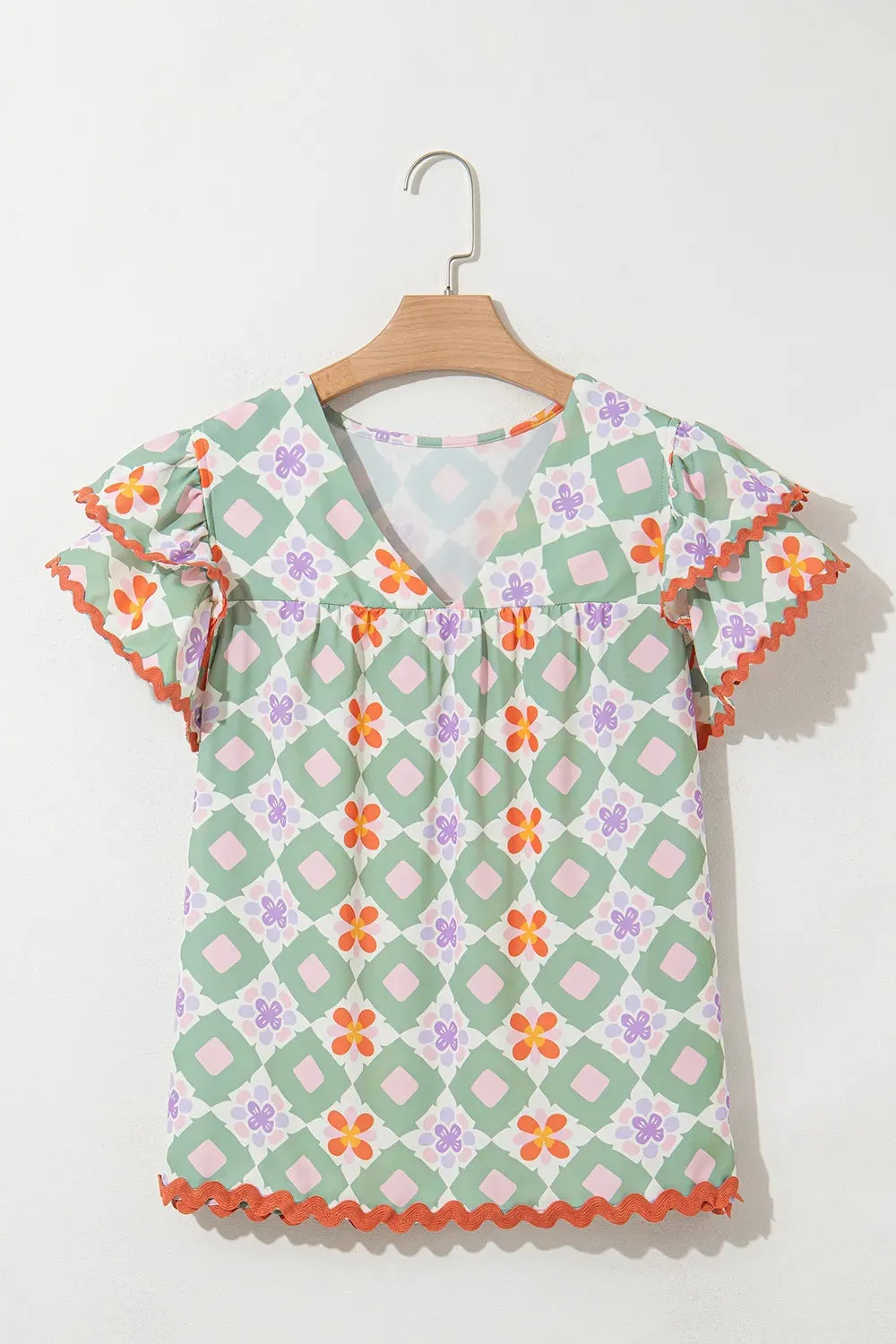 Floral Print V-neck Flutter Sleeve Blouse sold by Charming Charlie product image thumbnail 5
