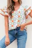 Floral Print V-neck Flutter Sleeve Blouse sold by Charming Charlie
