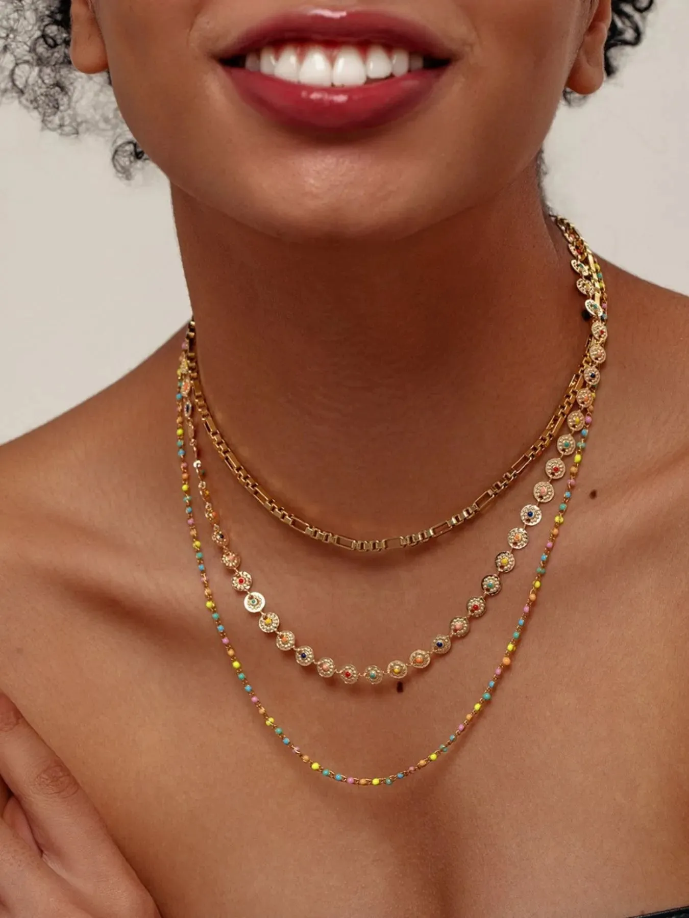 18K Gold-Plated Layered Resin Bead Necklace sold by Charming Charlie product image thumbnail 5