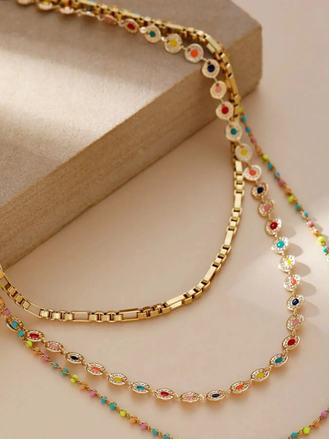 18K Gold-Plated Layered Resin Bead Necklace sold by Charming Charlie product image thumbnail 2