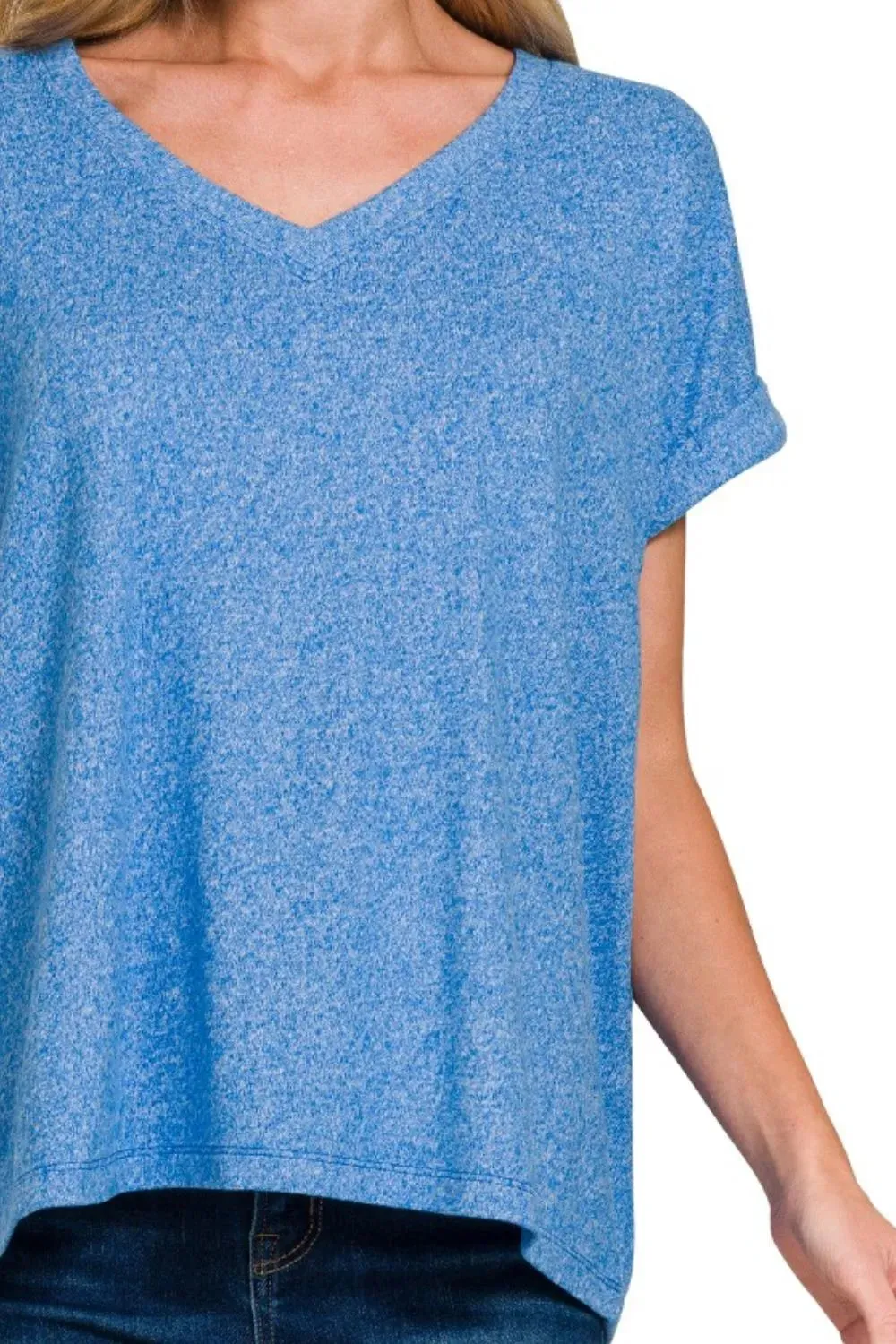 Zenana Soft Melange Hacci V-neck Tee sold by Charming Charlie product image thumbnail 3