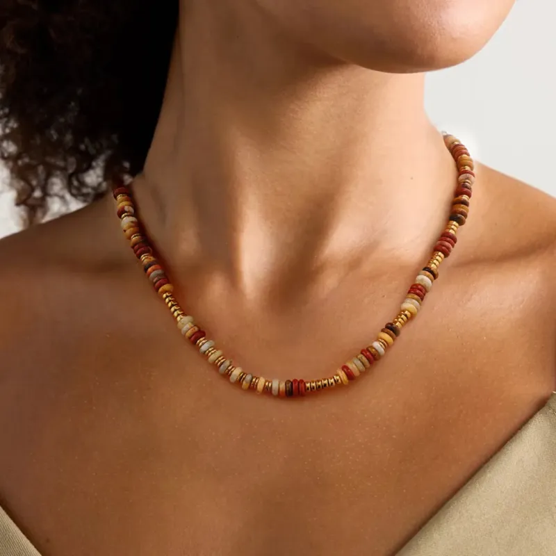 18K Gold-Plated Natural stone Beaded Necklace sold by Charming Charlie