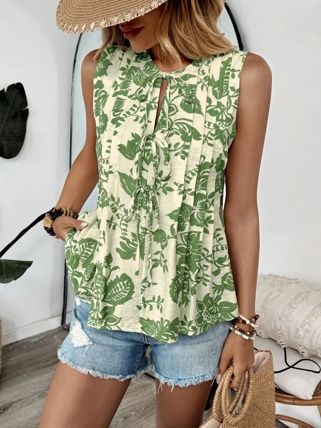 Printed Sleeveless Ruffle Peplum Blouse sold by Charming Charlie product image thumbnail 5
