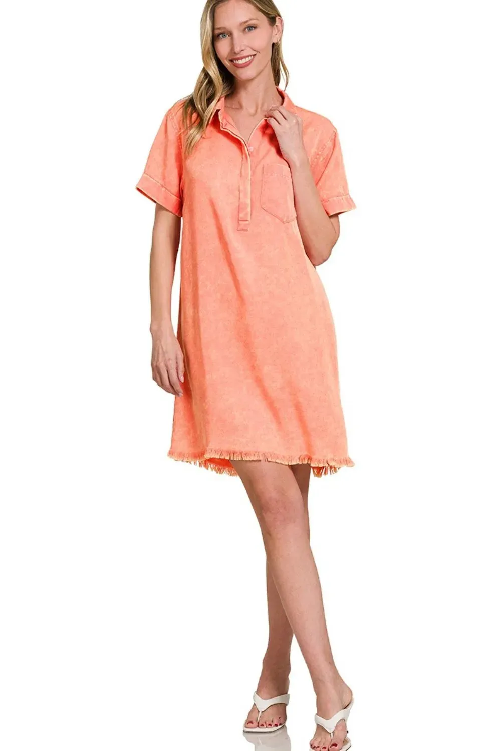 Zenana Tencel Mineral Washed Collared Shirts Dress sold by Charming Charlie product image thumbnail 3