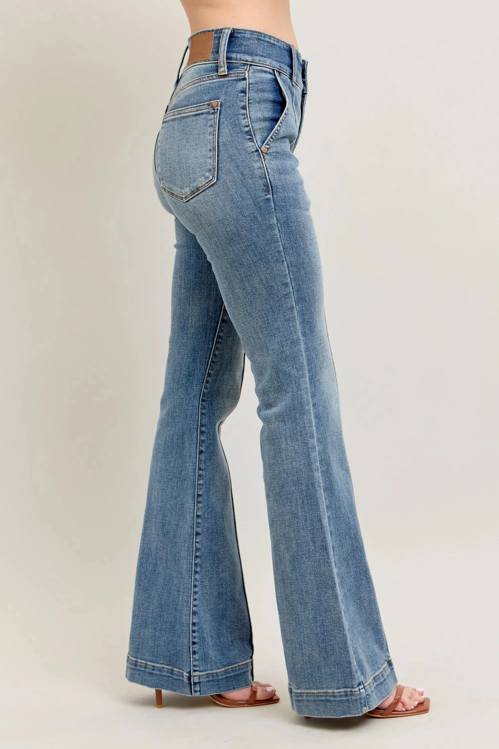 Judy Blue Full Size High-Waist Flare Denim Jeans with Front Seam Detail Plus Size sold by Charming Charlie product image thumbnail 4