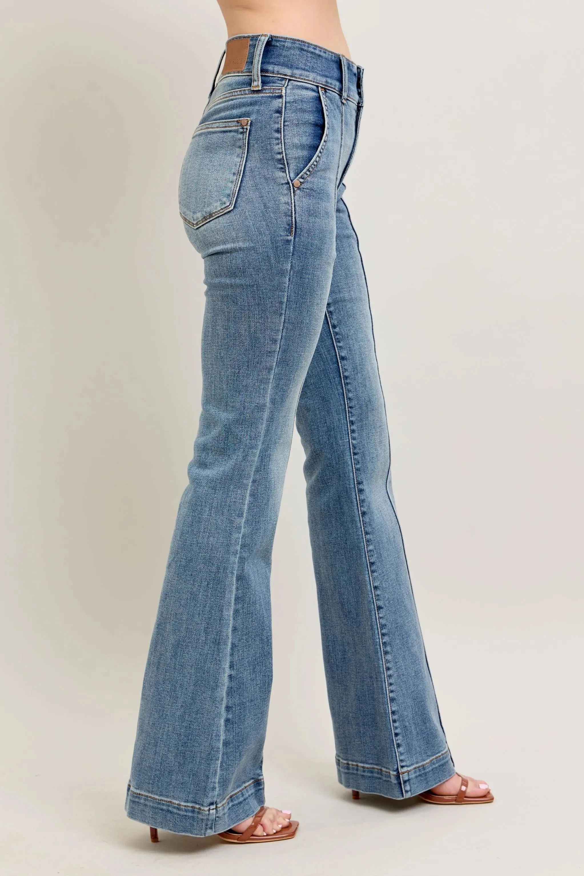 Judy Blue Full Size High-Waist Flare Denim Jeans with Front Seam Detail Plus Size sold by Charming Charlie product image thumbnail 3
